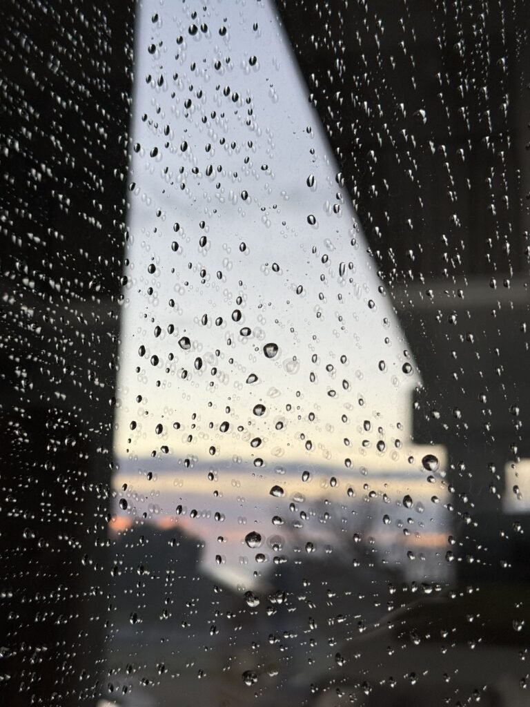 Streak-free finish, water beading on clean glass